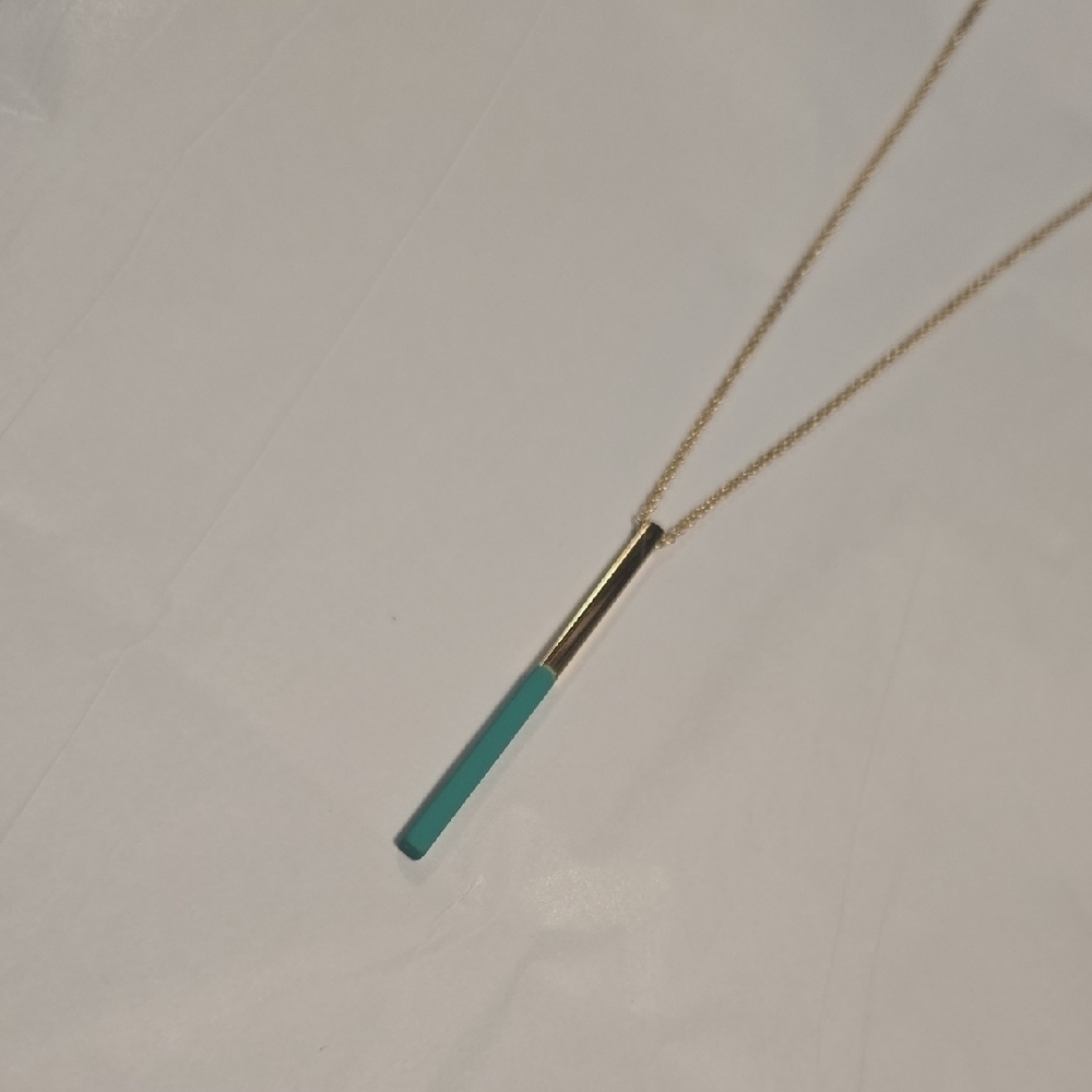Marlyn Schiff Gold and Turquoise Pendant Bar Necklace - Picture 5 of 9